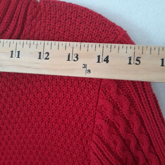 Style & Co Cable Knit Red Sweater Womens Medium Short Sleeve 1/4 Three Button - Picture 6 of 11